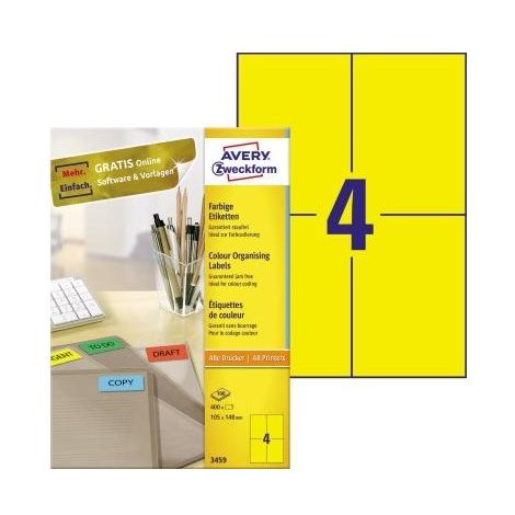 Avery Zweckform Universaletikett 3459 105x148mm gelb 400 St./Pack. (1/5)