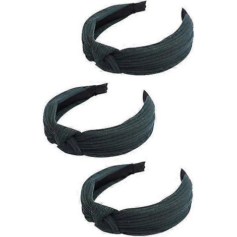 Damen-Haarbänder, geknotete Haarbänder, Sport-Haarbänder, Haarbänder für Duttfrisuren für Mädchen, trendige Herbst-Haaraccessoires, 3er-Set, dunkelgrün (1/5)
