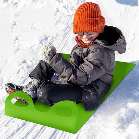 Luge - Luge pour enfants et adultes - Luge portable - Luge à roulettes - Snowboard synthétique - Résistante au gel et à l'usure - Luge pour les sports d'hiver et les jeux de plein air - 137 x 46 cm - (1/5)