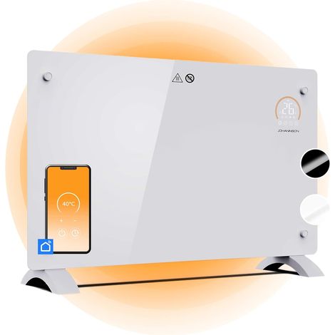 1 - Radiateur électrique - Convecteur à inertie - Chauffage mobile avec thermostat 2000W pour intérieur - Blanc - 60x40x20cm (1/5)
