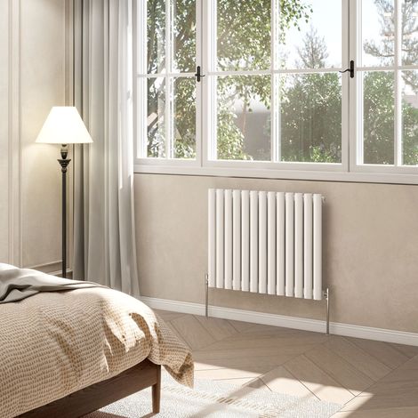 AVER-GROWTH White Radiator Horizontal Oval Column Single Panel Rad 600x767mm
