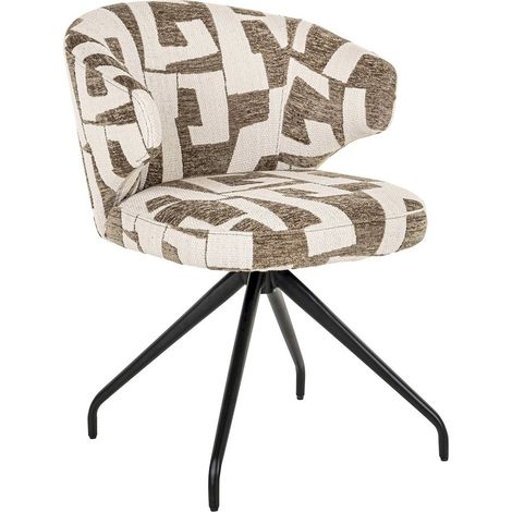 chaise pivotante design tissu graphique mousse pieds noirs - beige graphique motif marron mousse (1/5)