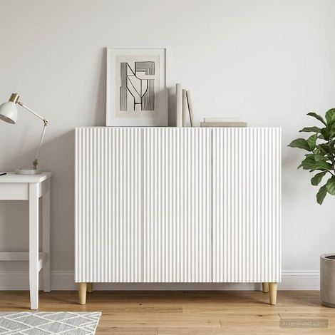 vidaXL Credenza Bianco Lucido 89 x 34,5 x 80 cm Legno (1/5)