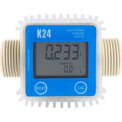 Débitmètre à turbine, débitmètre électrique numérique professionnel K24 LCD pour gaz, largement utilisé dans l'industrie chimique, les liquides et l'eau, longueur 103 mm (1/5)