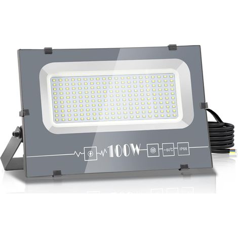 100W Projecteur Exterieur LED, 10000LM Spot LED Extérieur, 3000K Blanc Chaud IP66 Imperméable Spot LED, Sécurité Floodlight pour Jardin Cour Terrasse Square Usine
