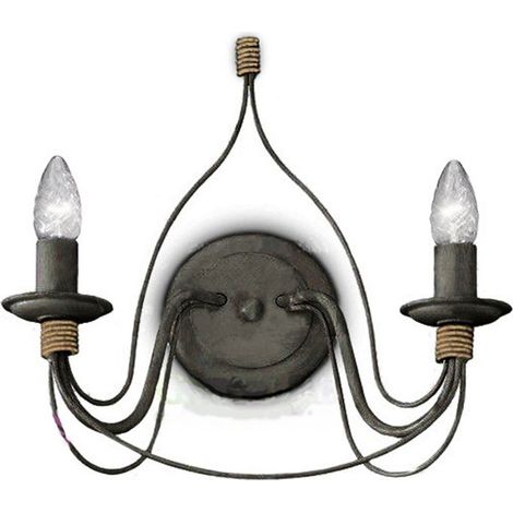 Applique Shabby Chic-Provenzale Corte Metallo Nero 2 Luci E14 (1/2)