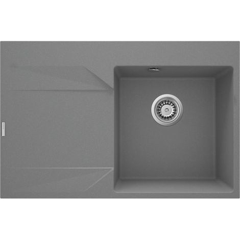 deante EVORA ZQJS11L fregadero de granito 1 cubeta con escurridor izquierdo gris metalizado