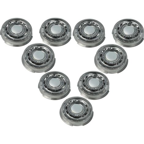 vhbw 9x Ersatz-Scherköpfe kompatibel mit Philips S9000, S9021, S9031, S9041, S9111, S9112 Elektrorasierer, Silber