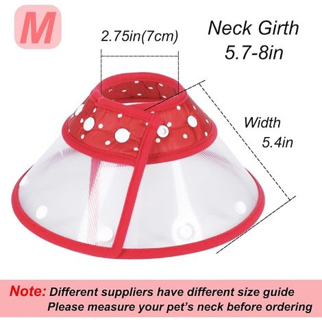 Cône réglable pour Chat, Collier élisabéthain léger pour Chiots, Petits Chiens et Chats (Rouge) (1/2)