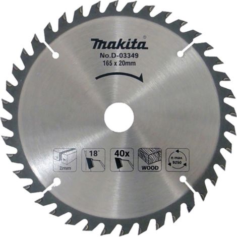 Makita – Lame de scie circulaire 165mm – Alésage 20mm – 40 dents – Pour bois dur et teck – Coupe nette sans éclat