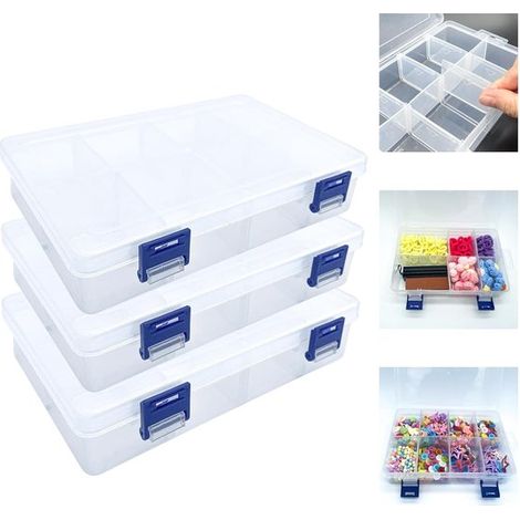Transparente Aufbewahrungsboxen – Stapelbar – Schmuckaufbewahrungsboxen mit Perlen – 3er-Pack – Kunststoff (1/5)
