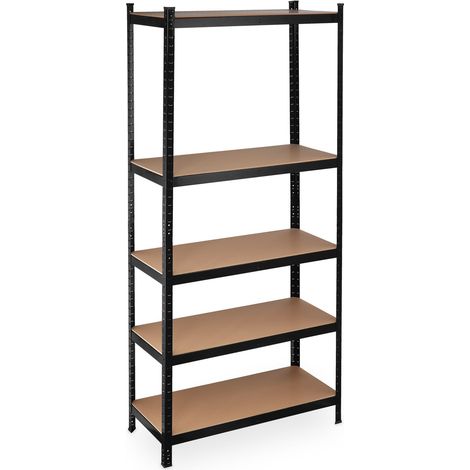 Relaxdays Scaffale in Metallo XL, 1325 kg Capacità di Carico, 220x100x45 cm, Scaffalatura Alta Portata, 5 Ripiani, Nero