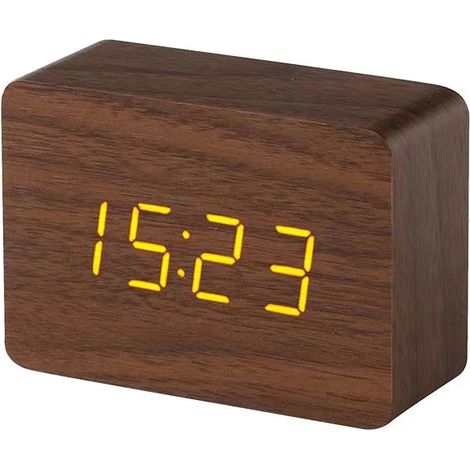 Funk-Wecker in Holz-Optik , Kunststoff, braun/orange (1/3)