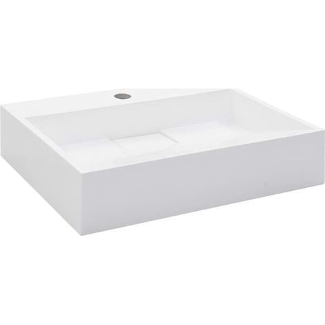 Lavabo 50 x 38 x 13 cm en fonte minérale/marbre blanc