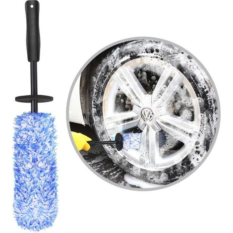 Brosse Jantes Voiture, 40 cm Brosse de Nettoyage en Microfibre pour Jante sans Partie Métallique, Brosse de Roue de Voiture (1/5)