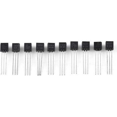 Assortiment de 200 transistors au silicium (10 valeurs) : BC337, BC327, 2N2222, 2N2907, 2N3904, 2N3906