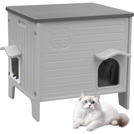 Niche pour chat d'extérieur résistante à l'hiver pour chats en plastique pour chats errants niche pour chat d'extérieur abri pour chiots pour petits et moyens animaux de compagnie parc pour (1/5)