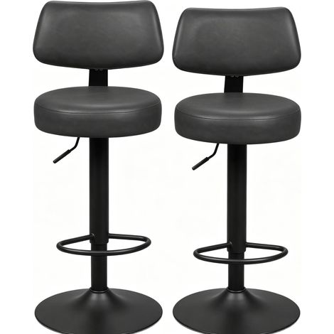 Tabourets de bar réglables en hauteur en simili cuir vintage et métal, lot de 2 (1/5)