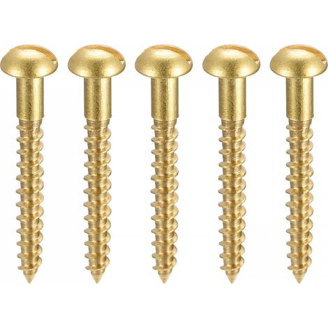 Bois Vis M2.5 x 20mm Fendu Rond Tête Laiton Autotaraudant Vis 100 Pcs (1/4)