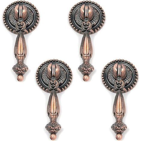 Set di 4 pomelli per mobili retrò in bronzo rosso, maniglie vintage per ante di armadi e cassetti con viti, diametro 28 mm (1/5)