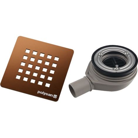 Siphon pour receveur de douche TRENECA, dia. 90mm, DN40, couvercle cuivre mat (1/3)