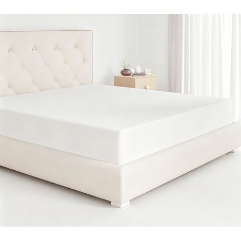 Drap Housse 180x200 cm, Microfibre Polyester Anti-Plis, Bonnet 30 cm pour Matelas Épais, Blanc (1/5)