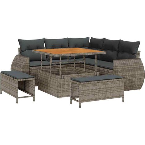Maison Exclusive - Set Divano da Giardino con cuscino 8 pcs Grigio polyrattan