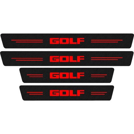 (4 pièces) Film de protection autocollant en fibre de carbone pour seuils de portières de voiture avec logo GOLF,bandes de protection de pare-chocs et plaques de protection anti-rayures Accessoires (1/2)
