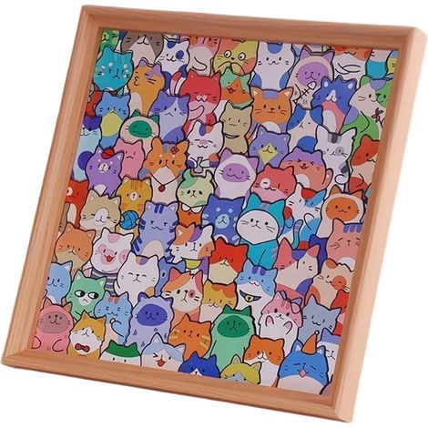 1 cadre photo puzzle chat en bois à peindre, avec feutres inclus, pour loisirs créatifs, décoration intérieure (1/5)