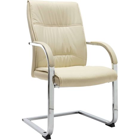 Chaise de bureau cantilever Fauteuil gamer - Chaise d'ordinateur Crème Similicuir BonneVie-66714 (1/5)