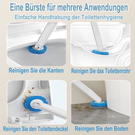 Brosses de toilette jetables, lot de 2, ensemble brosse de toilette et porte-brosse, comprend 48 lingettes de nettoyage de rechange. (1/5)