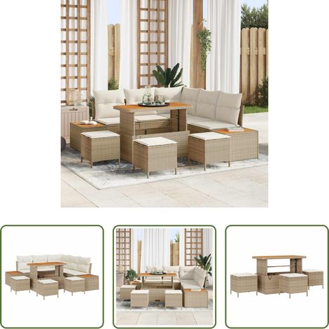 vidaXL Poly-Rattan - Gartensofa-set 9 pcs Beige Poly-Rattan (1/5)
