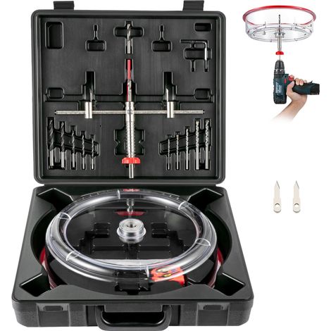 Scie Cloche Réglable 40-200 mm Kit Scie Cloche avec Cache Poussière, Coupe-Cercle Scie à Trou Réglable avec Capot Anti-poussière Sécurisé Propre pour Couper Plaques de Plâtre Placages Panneaux (1/5)