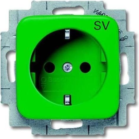 Busch-Jaeger SCHUKO® Steckdosen-Einsatz mit Aufdruck SV Safety+ grün - Reflex SI (20EUCKS-13-212-102), 2CKA002013A5469