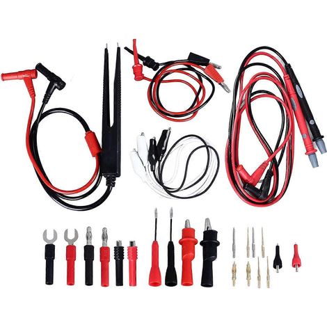 27-teiliges Multimeter-Prüfset mit elektrischen Hakenmessspitzen, multifunktional, austauschbar, 10 A, 1 mm, 2 mm, 4 m