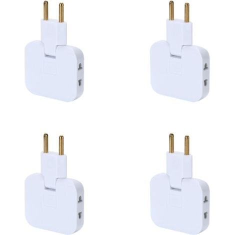 4x Multiprise Plate Derriere Meuble avec 3 Prises Prise Plate avec Connexion Pivotante 180º Murale avec Adaptateur Prise Multiple 16A/250V
