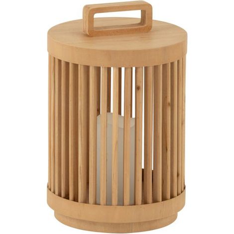 Lampe à Poser à LED en Bois "Cylindrique" 32cm Naturel