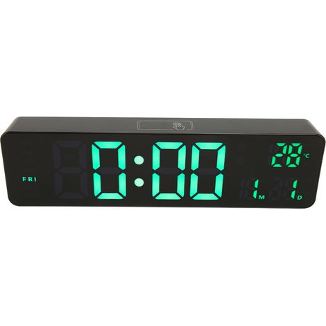 Digitaler Wecker mit 10 Zoll Durchmesser, 12/24-Stunden-Anzeige, Temperaturanzeige, Batterieanzeige, grüner LED-Hintergrundbeleuchtung und geräuschlosem Betrieb für Schlafzimmer oder Büro. (1/5)