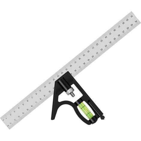 Équerre combinée en acier inoxydable de 300 mm, outil de mesure réglable. (1/5)