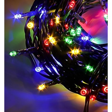 100 Luci LED multicolore catena luminosa lunga 10 metri Mini Lucciole per l'albero di natale colorate da esterno o interno 8 giochi Stringa luminarie per giardino porticati certificata CE ROHS