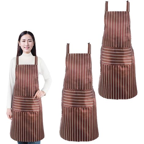 Tablier De Cuisine - Mélange Coton Polyester Avec Poches - Réglable Pour Homme Et Femme - Lot De 2 (1/5)