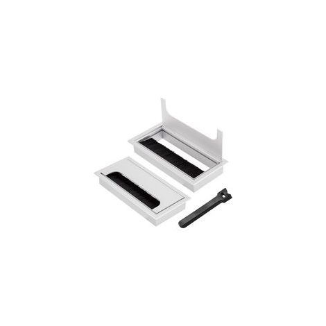 Passe-câble encastrable 160x80mm avec joint brosse – Lot de 2 pièces en aluminium – Organisateur de câbles pour bureau – 10 serre-câbles inclus