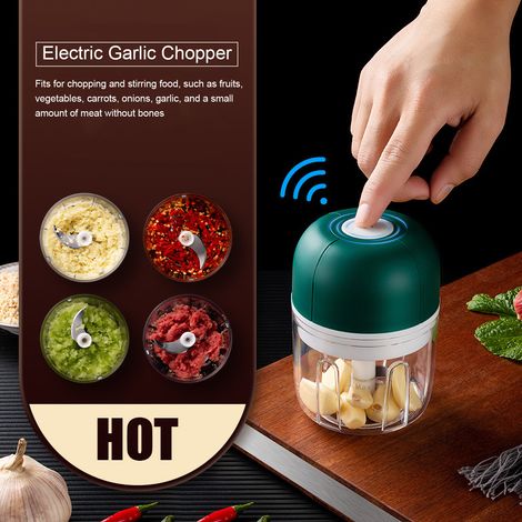 [Picadora eléctrica] Mini batidora USB de 250 ml con cuchilla de acero inoxidable para verduras, frutas y carne sin hueso (verde o rosa, 1 unidad) (1/5)
