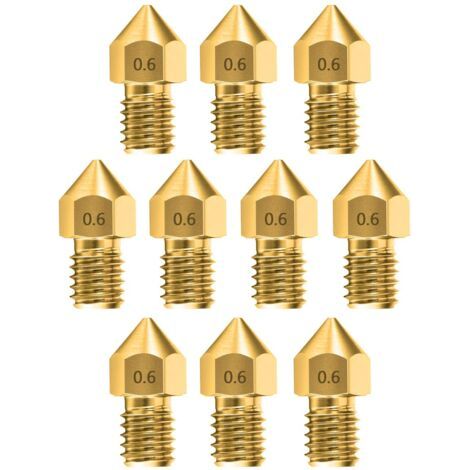 10pcs 0.6mm extrudeuse tête d'impression de buse d'imprimante 3D pour makerbot creality Cr - 10 Ender 3 et Ender 5 (1/5)
