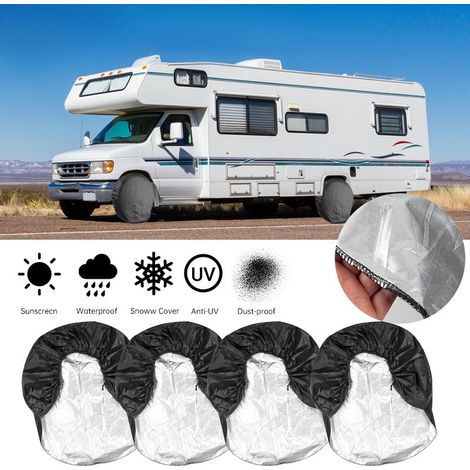 Ensemble de 4 housses de pneus, protections de roues universelles et étanches pour caravane, remorque, camping-car, voiture, camion (27-29 pouces) (1/2)
