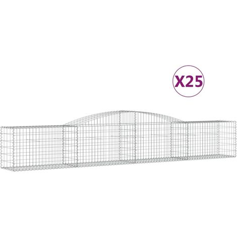 Paniers à gabions arqués 25 pcs Mur en gabion 400x50x60/80 cm Fer galvanisé