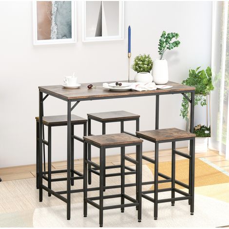Tavolo alto 100x60x88 cm in legno e acciaio marrone/nero salvaspazio cucina – MEUBLIV (1/5)