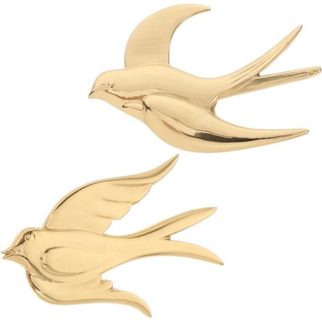 Lot De 2 Tentures Murales D’Hirondelles En Laiton Sculpture 3D D’Oiseau Volant Décoration Murale Pour Salon Chambre Et Salle À Manger Fixation Murale Sécurisée (1/5)