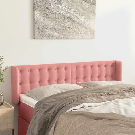 Tête de lit avec oreilles en velours rose, hauteur réglable, 147 x 16 x 78/88 cm, 10.05kg - PANGIVO (1/5)