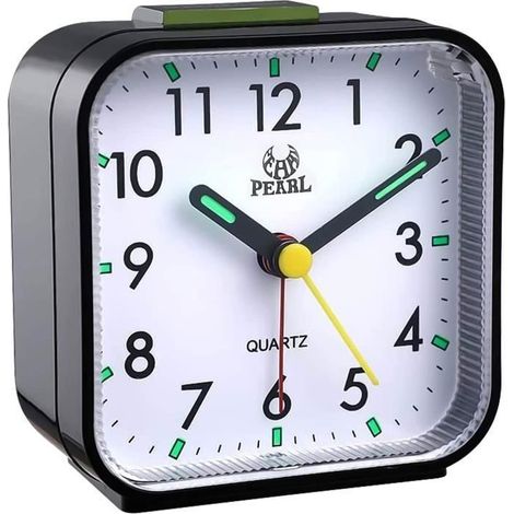 Réveil Analogique, Petite Réveil De Voyage Silencieux sans Tic-Tac, Réveil De Voyage Réveil avec Lumineux Snooze ,noir (1/4)